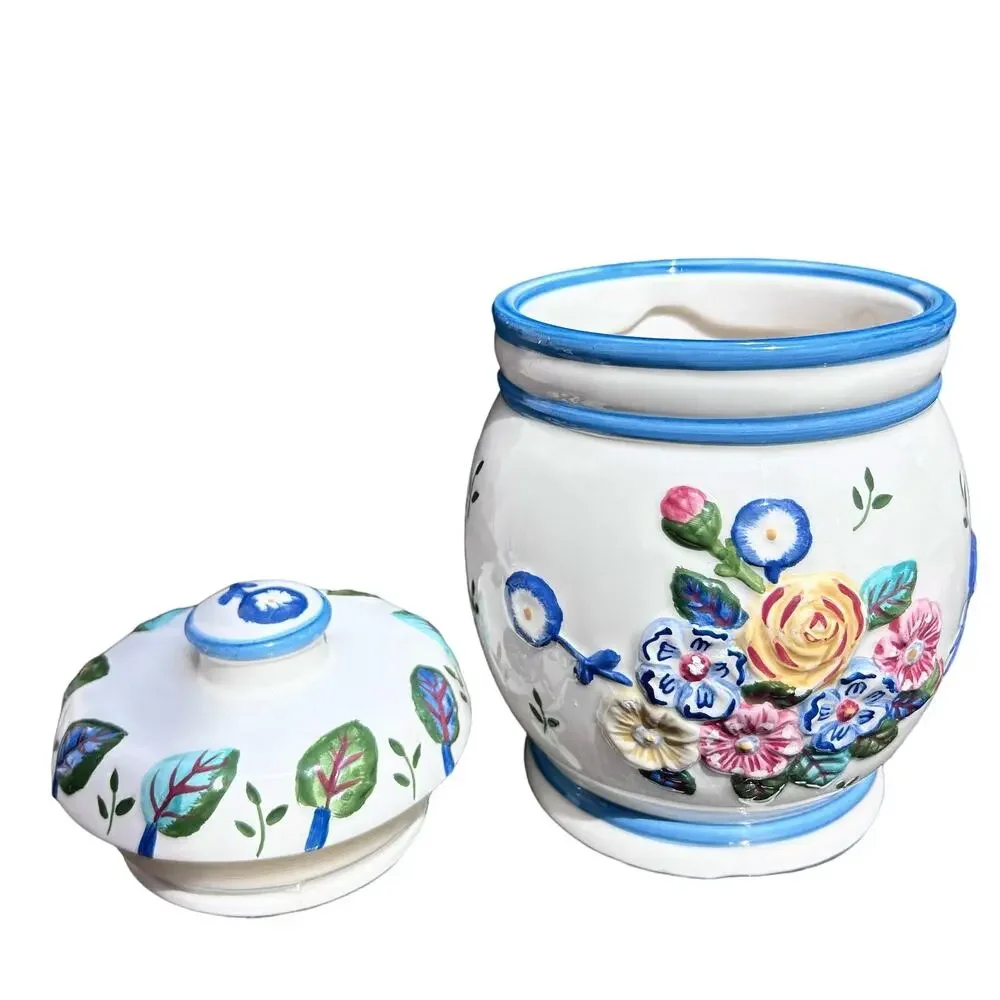 Laura Ashley ceramic‎ Jar vintage floral cottagecore multicolor flour tea cookie